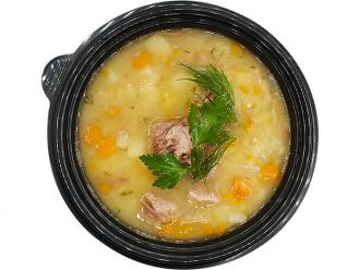 Суп гороховый с курицей и карри
